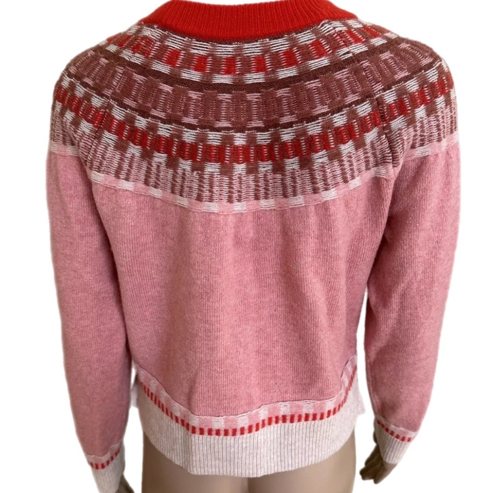 Madewell Fair Isle Mayer Pullover Sweater Pink Red White Womens Size M Cozy Knit - Picture 5 of 15